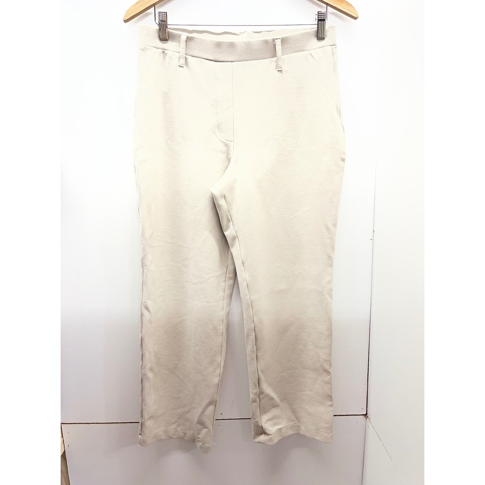 Quince Ultra-Stretch Ponte Straight Leg Pants Sand Beige Tan Size Medium
